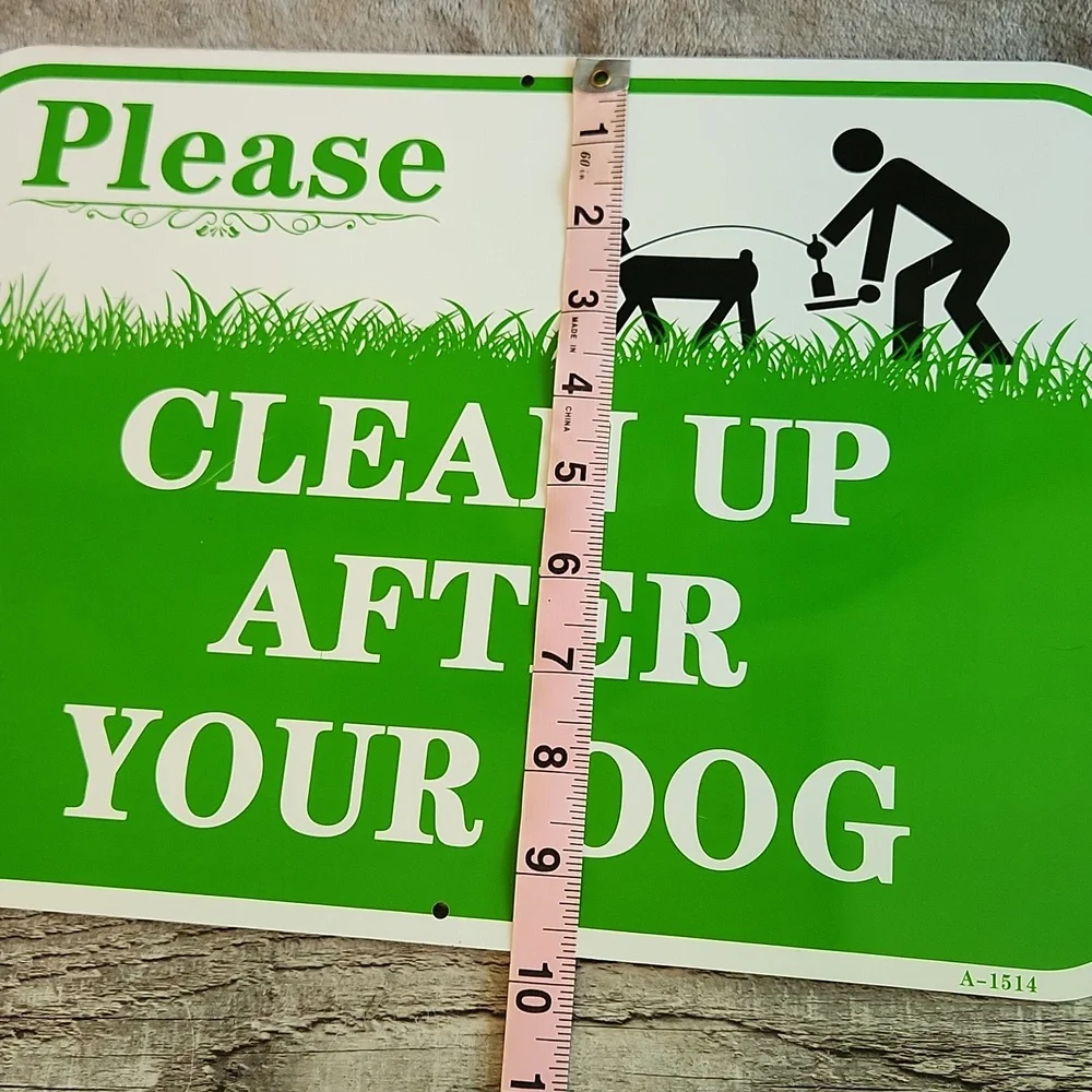Double-sided Green Dog Waste Clean-Up Sign.